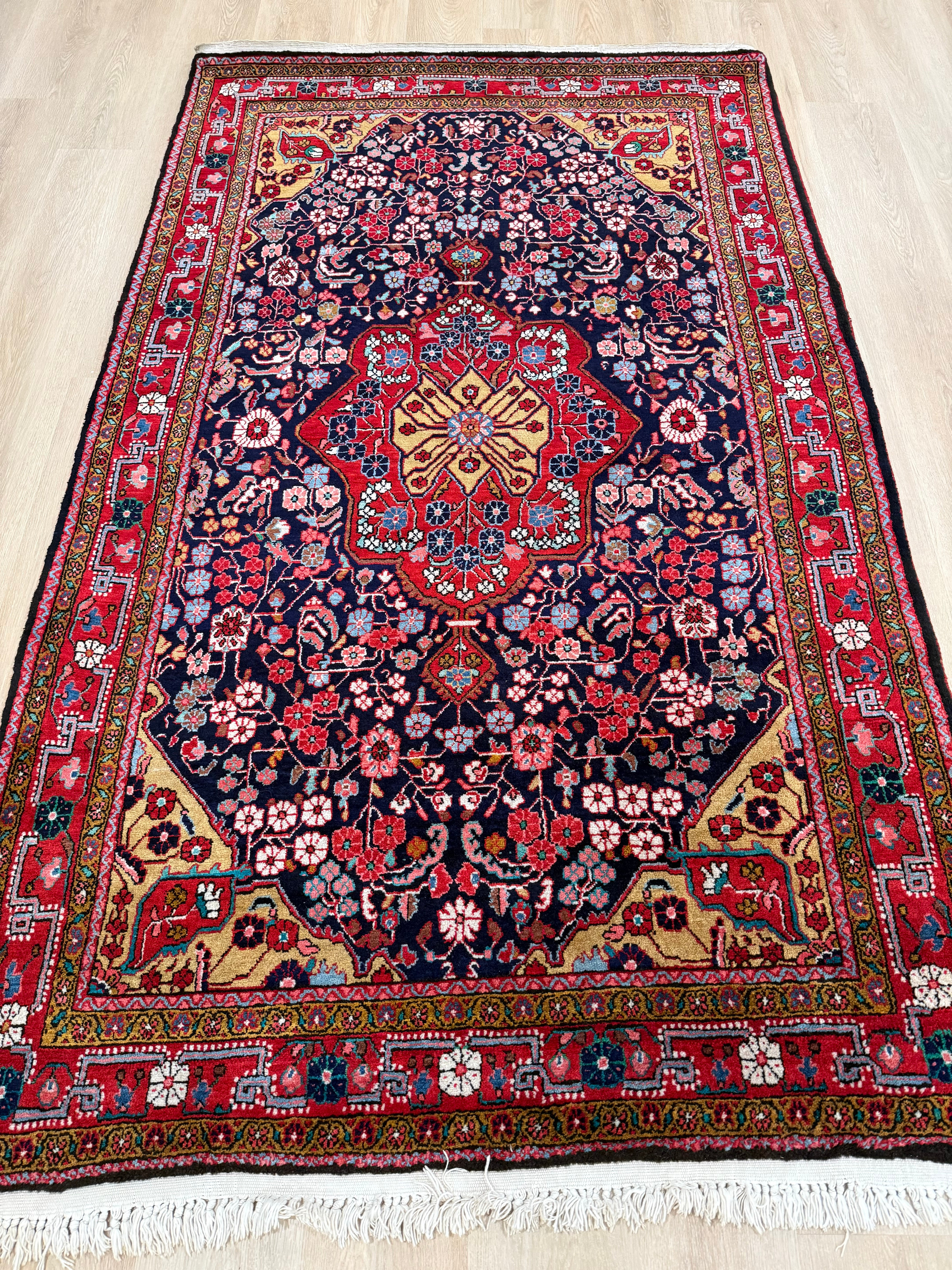 Hand-knotted carpet runner with intricate design, perfect for hallways and staircases