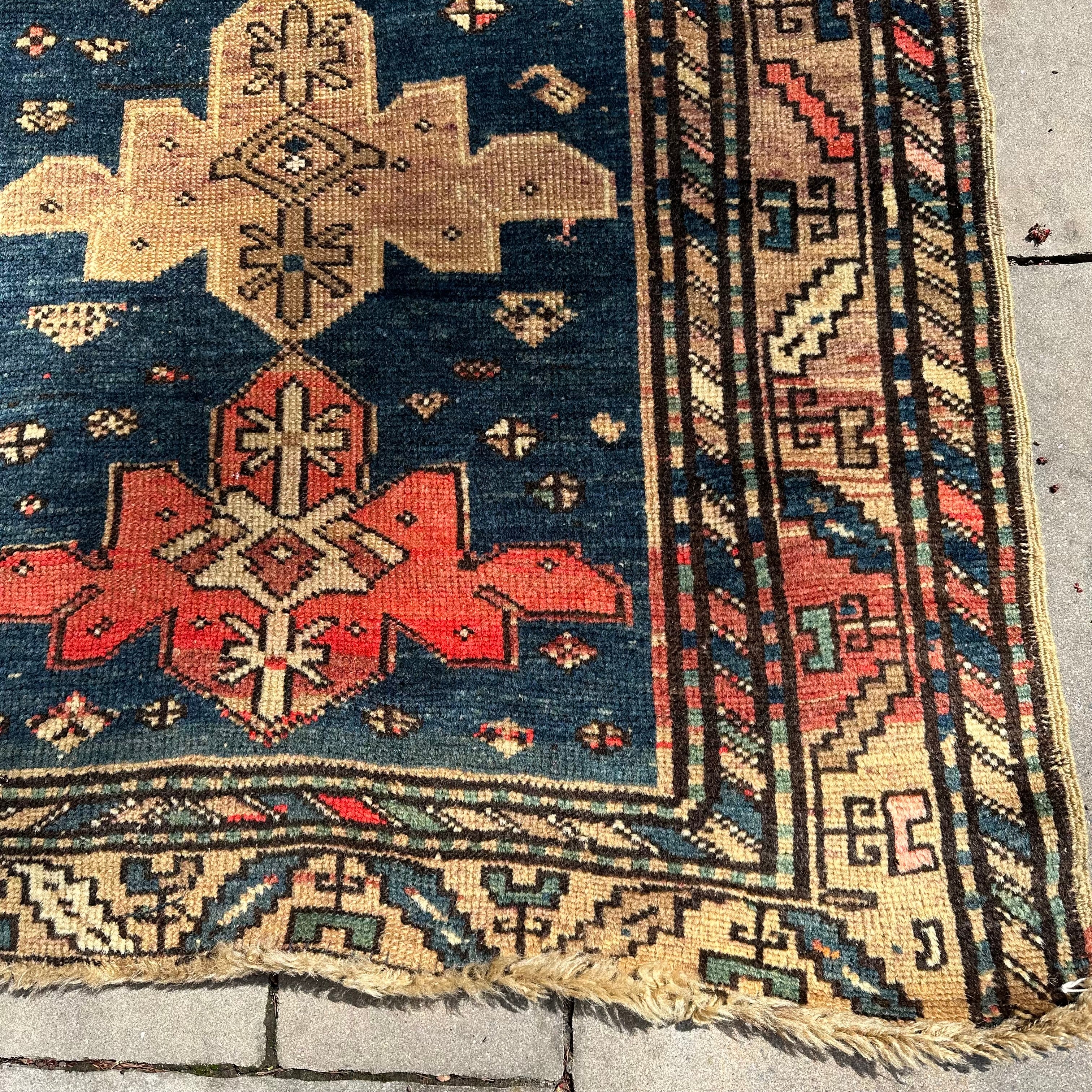 Antique Caucasian Kazak Prayer Rug