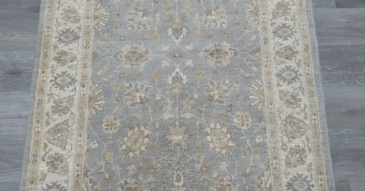 Handmade 4x6 rug in neutral tones, available at Imperial Rug Galleries.