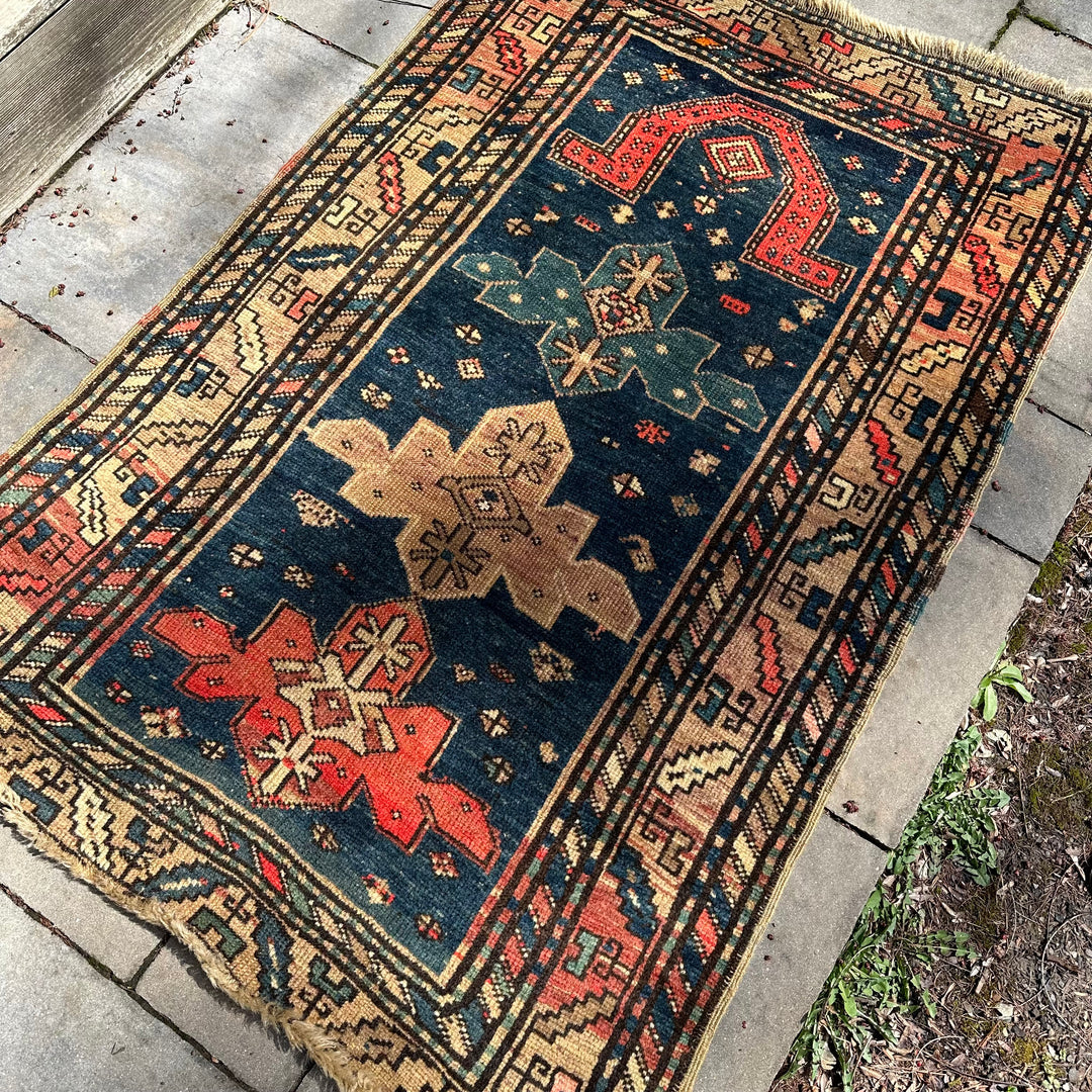 Antique Caucasian Kazak Prayer Rug